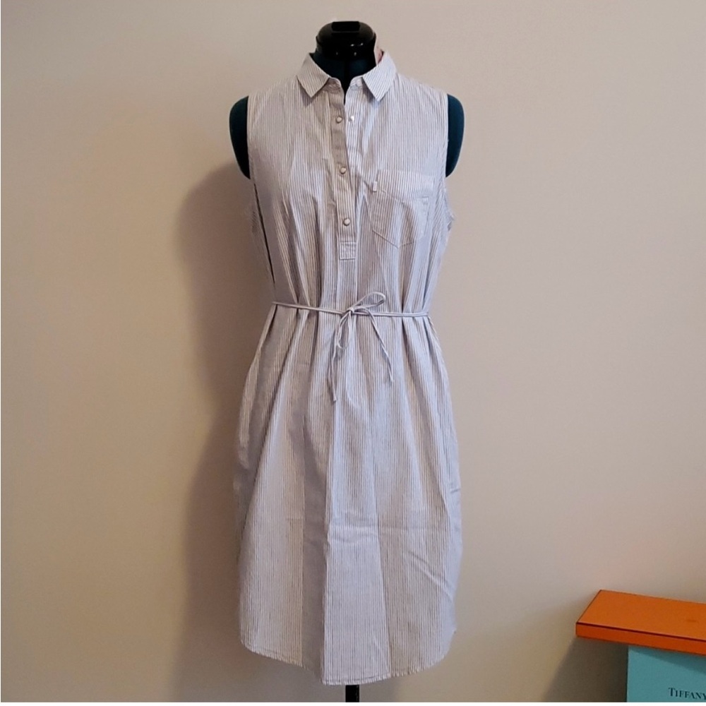 NWT Levi's Shirtdress Sleeveless Cotton Striped Blue White Size Large